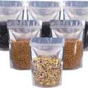 100 Pack 6.7 x 9.45 Inch Stand Up Pouch Bags Zipper Mylar Bags Clear Front with Aluminum Foil Back Reusable Food Storage Bags for Multipurpose with Gusset Bottom(5.5mil Thickness)