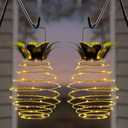 2 Pack Outdoor Solar Hanging Lantern Lights - 60LED Waterproof Solar Pineapple Light Outdoor for Garden,Yard Porch Lawn Backyard Landscape Pathway Patio Outside Gardening