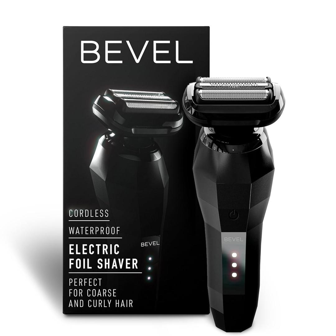 Bevel Electric Shaver for Men, Mens Foil Shavers for face, Wet & Dry Shave, Waterproof, Fast Charging, Cordless Rechargeable, Black
