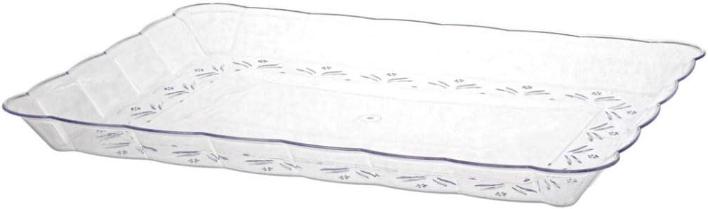 Scalloped Tray, 12" x 18" - Clear, Plastic, Case Pack of 24 - For Appetizers, Desserts, and Everyday Entertaining