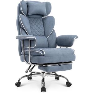 NEO CHAIR Big & Tall Leather Office Chair, High Back, Lumbar Support, Blue