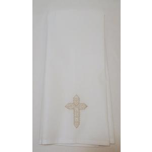 Integrity Designs White with Silver Lace Cross Embroidered Towel 100 Percent Eco-Friendly Cotton