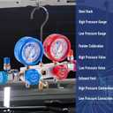 BACOENG 3.6CFM 1/4HP AC Vacuum Pump and Gauge Set, HVAC Vacuum Pump Kit for AUTO Air Conditioning System, Manifold Gauge Set for R134a R12 R410a Refrigerants - w/ R134a Can Tap and Quick Couplers