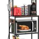 Roxibelt S1 Kitchen Bakers Rack with Power Outlet, Microwave Stand with Storage 5-Tiers, Freestanding Coffee Bar Table with 4 Hooks, Kitchen Storage Shelf 13" D x 22.9" W x 58.3" H, Rustic Brown