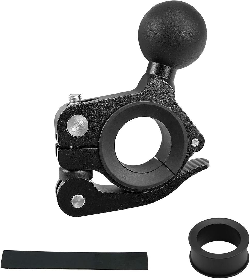Ball Mount Base 1'' No Tool Installing for 0.5"-1"-1.26" Handlebar Fits for RAM Mount Bike Motorcycle Handlebar Ball Mount Aluminum Alloy Ball Socket Systems Black