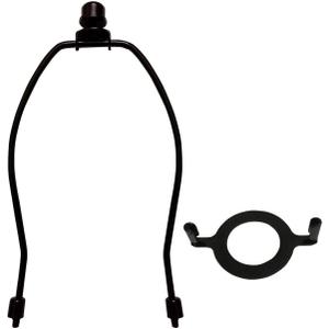 6" Lamp Shade Harp Holder and E26 Light Base UNO Fitter Adapter Converter Finial Set,for Table and Floor Lamps (Black)