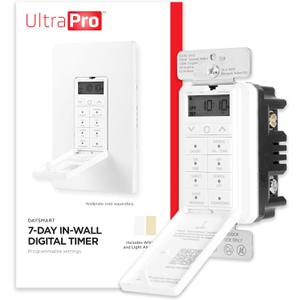 UltraPro Daysmart 7-Day Digital In-Wall Timer, Presets/Countdown, Programmable Settings, Override, Sunrise/Sunset, Light Timer Switch for Indoor Lighting, Porch, Seasonal, LED, 40954 (1 Pack)