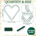 Fovths 6 Pack Heart Wreath Frame 16 Inch Dark Green Heart Shaped Metal Wreath Garland Wire Flower Wreaths for Valentine's Day, DIY Crafts, Wedding Party, Home Ceremony Decoration