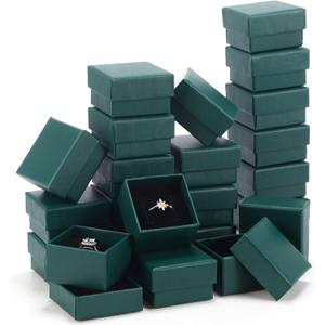 Yinkin 72 Pcs Jewelry Ring Gift Boxes Bulk 2 x 2 x 1.2 Inch Ring Necklace Earring Boxes for Weddings Christmas (Dark Green)