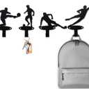 Soccer Medal Hanger Display  4-Pack Vibrant Soccer-Themed Wall Hooks for Medal Display & Soccer Room Decor  Durable, Multi-Size Coat Hooks for Home Organization