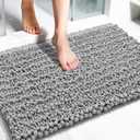 Yimobra Large Bathroom Rugs Non Slip Washable 36x24 Inch - Ultra Soft Absorbent Chenille Bath Mat, Quick Dry Shaggy Floor Carpet for Tub Shower, Gray Home Decor Accessories (Grey)