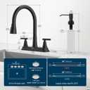 Hurran 8-Inch 2 Handle Pull Down Kitchen Faucet with Soap Dispenser, High Arc 2-in-1 Spray/Stream Stainless Steel Kitchen Sink Faucet for 3-4 Hole Widespread Installation, Matte Black