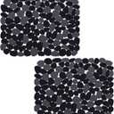 Bligli Pebble Sink Mat for Stainless Steel/Ceramic Sinks, 2 Pack PVC Sink Protectors Mats for Bottom of Kitchen Sink, Dish Drying Mat for Dishes and Glassware, 15.7 x 11.8 inch, Black