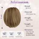 RUWISS Claw Clip Short Human Hair Ponytail Extension with Bendable Metals for DIY Styles, Straight Messy Bun Hair Piece for Women Thick Hairpieces for Daily Wear, 9 Inch Brown with Blonde Highlight