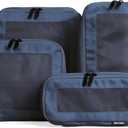 Aerotrunk Compression Packing Cubes for Travel - Luggage Organizer Bags - Double Zipper Packing Cubes for Suitcases (4-Pack, Dark Blue)