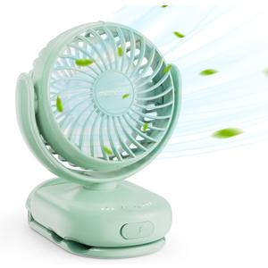 Momcozy Portable Stroller Fan with Clip | 4-Speed Mini-Fan for Carrier | Personal Fans Ultra Light 0.26lb | Gaps 4.5mm | Handheld Cooling | Rechargeable Rotate for Diaper Backpack/Table