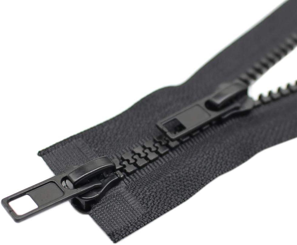 YaHoGa 2PCS #5 59 Inch Two Way Separating Jacket Zipper for Sewing Jacket Coat Molded Plastic Vislon Zippers Bulk (59" TW Black)