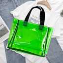 TotePrint Clear 1Packs Small Tote Work Bag,Gift Wrap Handbag for Bridal and Birthday Party,Travel Makeup Pouch with Handle (1pcs-green)