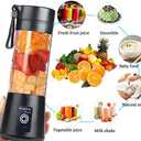 Portable Blender Cup,Electric USB Mini Juicer Blender For Shakes and Smoothies, Juice,380ml, Six Blades Great for Mixing,Black