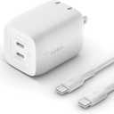 Belkin Dual USB-C GaN Wall Charger with PPS 65W [USB-C to USB-C Cable included] - Power Adapter