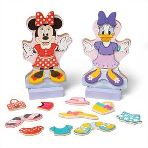 Melissa & Doug Disney Minnie Mouse and Daisy Duck Deluxe Wooden Magnetic Dress-Up; 2 Fashion Dolls with Stands for Pretend Play, 52 Pieces - FSC Certified