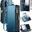 Defencase for Samsung Galaxy A17 5G Case Wallet with RFID Blocking Card Holder for Women and Men, PU Leather Magnetic Snap Flip Zipper Strap Wallet Phone Case for Galaxy A17 5G 6.7", Dark Blue