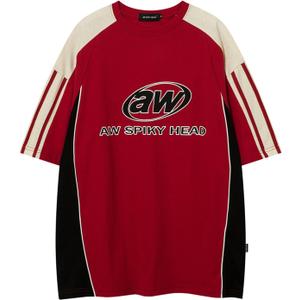 Men's Oversize Graphic Raglan T Shirt Vintage Letter Print Speedway Racing Tees Casual Unisex Streetwear Tops (XL)