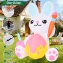 GOOSH 5 FT Easter Inflatables Bunny Outdoor Decorations Cute Rabbit Draw Easter Eggs Blow Up Yard Decorations Easter Decor with Built-in LED Lights for Holiday Indoor Lawn Garden