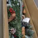 2 Pack 4FT Snowy Artificial Potted Christmas Entrance Tree -3 Mode Timer 80 Warm White&Multi Color Change Light 12 Mode Remote 15 Pinecone 105 Red Berries Battery Powered Fraser-Look Fir Outdoor Porch