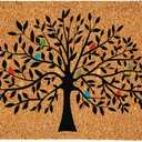 Evergreen Tree of Life Coir Doormat, 24"x36" Large Front Door Mat, Outdoor Indoor Entrance Rug, Non-Slip Welcome Mat for Porch Patio, Housewarming Gift (Multi-Color Birds, 24"x36")