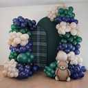 Tartan Plaid Balloon Arch Kit, Ivory White Dusty Blue Lake Blue Dark Green Balloon Garland with Strip, Glue Dots and Ribbon, for Baby Shower Birthday Plaid Party Decoration