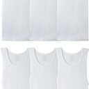 Fruit of the Loom Men's Sleeveless Tag Free Moisture Wicking Tank A-Shirt (4X-Large Big, Big Man - 6 Pack - White)
