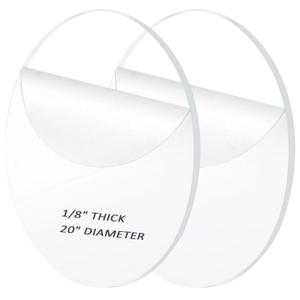 2 Pieces 1/8" Clear Circle Acrylic Sheet, 20 Inch Diameter Plexiglass Sheet, Round for Cake Discs, Plexiglass Table Top, Acrylic Backdrops and DIY Display Projects Craft