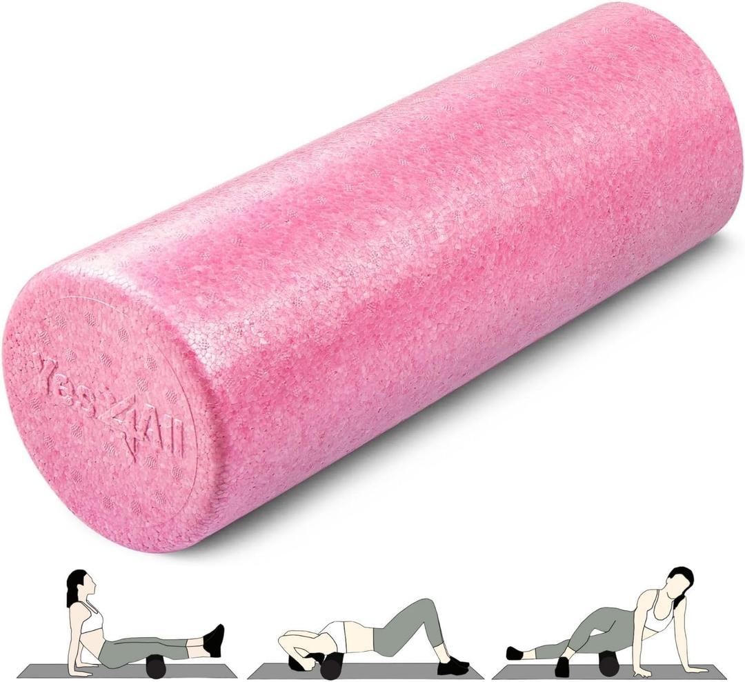Yes4All High-Density Round Back Roller Foam, Exercise Foam Roller for Yoga, Pilates & Stretching - 12, 18, 24, 36 inch (Fuschia Rose)