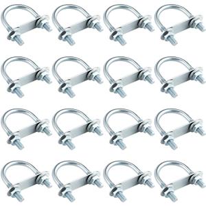 Therwen 16 Sets Round U Bolts Zinc Plated Steel Round Bend U Clamp with Nut Plate Washer (M8 x 40 mm X 65 mm)