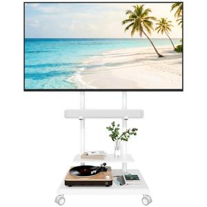 ECOTINY Rolling TV Stand with Soundbar Mount for 37-75inch TVs up to 154lbs