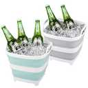 2 Pack Collapsible Tub, Foldable Ice Tub for Beer and Champagne, Portable Tub for House Cleaning, Car Washing, Garden, Camping and Beach, 1.59 Gal / 6L Each