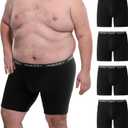 INNERSY Men's Big and Tall Boxer Briefs Cotton Moisture Wicking Underwear 4-Pack (3X-Large, Black)