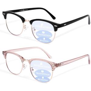 Progressive Multifocal Reading Glasses for Women Men Square Blue Light Blocking Classic Half Frame Computer Readers