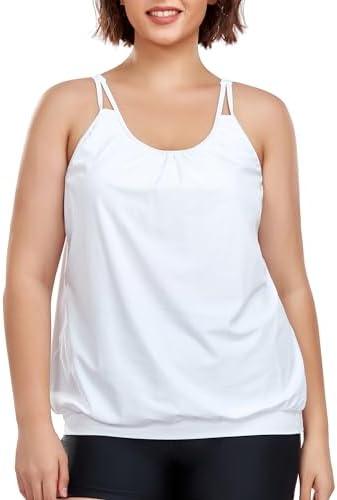Ocean Blues Women's Plus Size Blouson Tankini Top Only Loose Fit Swimsuit 3XL Plus
