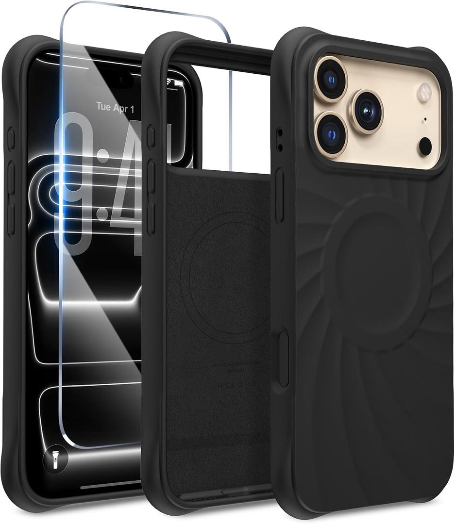 Magnetic for iPhone 17 Pro Case 6.3", Compatible with MagSafe, [Integrated Silicone Camera Control Cover] [Screen Protector], 2X MIL-STD Drop Protection Case for iPhone 17 Pro, Black