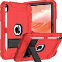 BMOUO Case for iPad (A16) 11th Generation 11 Inch 2025/iPad 10th Generation 10.9" 2022 - with Kickstand & Pencil Holder, Heavy Duty Shockproof Protective iPad 11th 10th Generation Case, Red