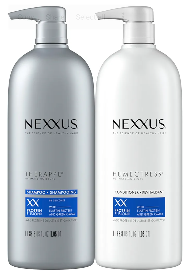 Nexxus Shampoo and Conditioner Therappe Humectress 2 Count for Dry Hair SiliconeFree, Moisturizing Caviar Complex and Elastin Protein for thicker and stronger hair 33.8 oz