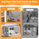 Cat Window Box Catio, Outdoor Indoor Cat Enclosure with Clear Panels, Mesh Sides & PVC Curtain, Universal Window Perch for Windows 25"–43", Window Catio for Sunbathing, Napping & Overlooking,Walnut