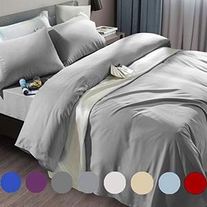 SONORO KATE Bed Sheet Set Super Soft Microfiber 1800 Thread Count Luxury Egyptian Sheets Fit 18-24 Inch Deep Pocket Mattress Wrinkle-5 Piece (Grey, Queen)