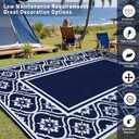 HUGEAR Outdoor Rug 8x10 Patio Camping Carpet Waterproof Mat Blue Outside Plastic Area Rug Reversible Rugs for RV Deck Entryance Porch Picnic Balcony Beach(8x10ft Navy Blue&White)