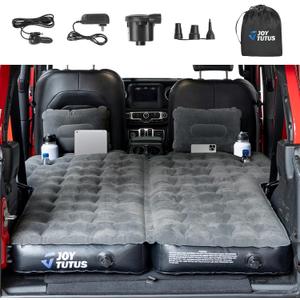 JOYTUTUS SUV Air Mattress for Camping w/Air Pump Compatible with Wrangler JL 4X4, Comfort SUV Inflation Mattress w/2 Pillows for 2018-2025 Wrangler JL 4 Door (Don't for 4XE) - Dark Grey