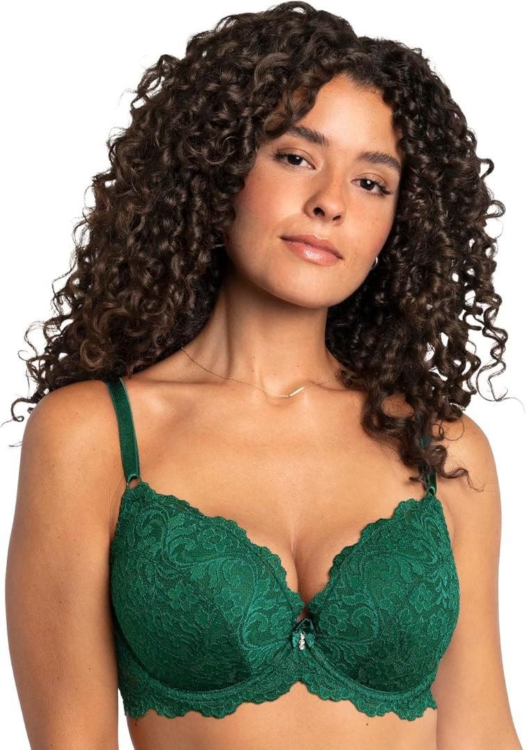 Smart & Sexy Women's Signature Lace Push-up Bra - Perfect for Seeking Effortless Style and Comfort (38C, Emerald)