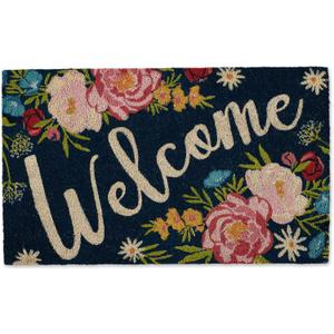 DII Natural Coir Doormat Outdoor Welcome Mat, 17x29, Roses