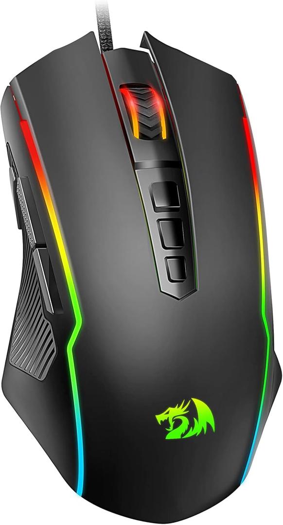 Redragon Gaming Mouse, Wired Gaming Mouse with RGB Backlit, 8000 DPI Adjustable, Mouse with 9 Programmable Macro Buttons & Fire Button, Software Supports DIY Keybinds, M910-K